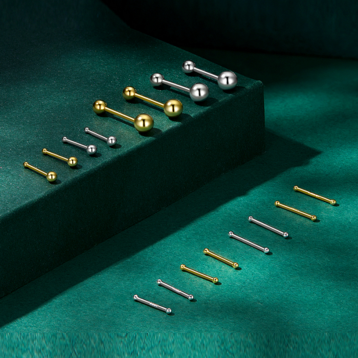 Cercei argint 999 placati cu aur, cu bilute de 2 mm, 10 mm lungime [3]