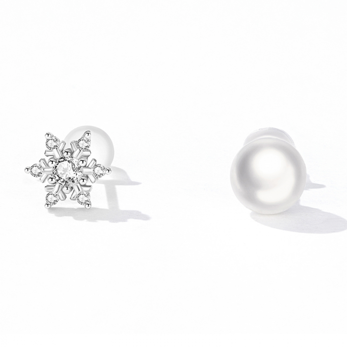 Cercei argint asimetrici cu steluta si perla [5]