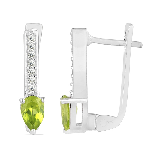 Cercei argint Beatrix, 925, cu peridot si zirconiu alb - EVA0032 [2]