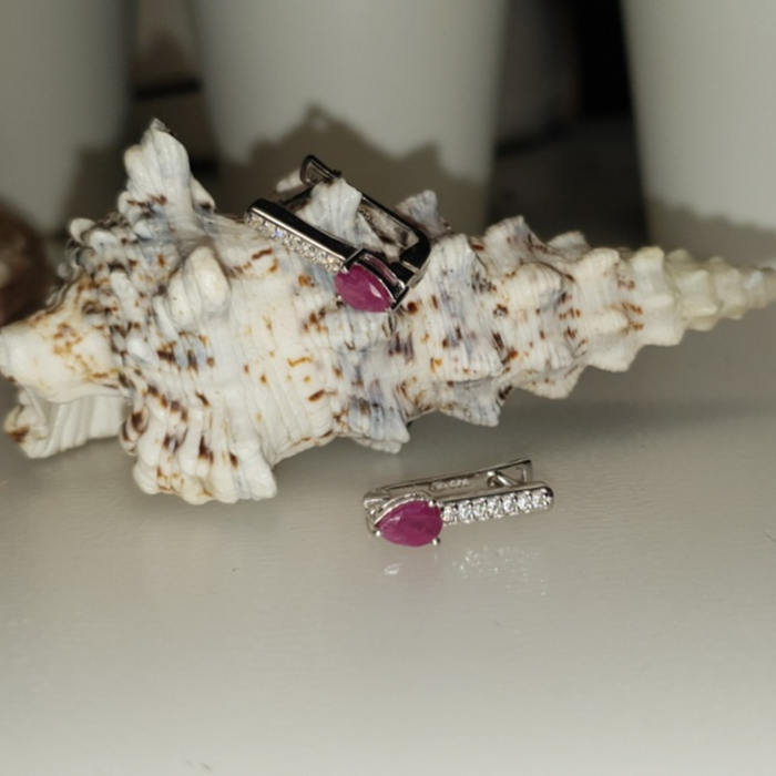 Cercei argint Beatrix, 925, cu rubin si zirconiu alb - EVA0033 [3]