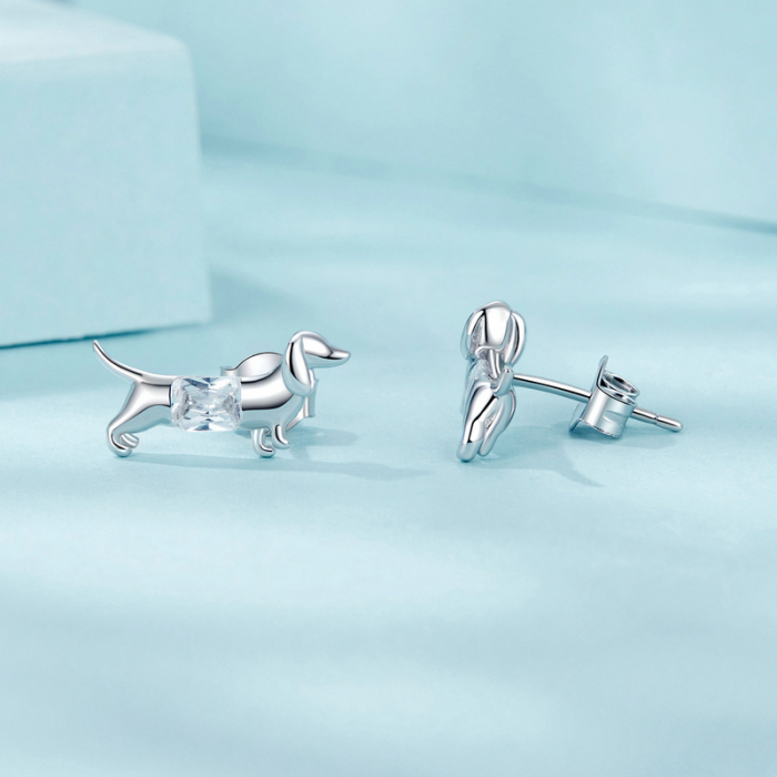 Cercei argint cu catei Dachshund (Teckel) [7]