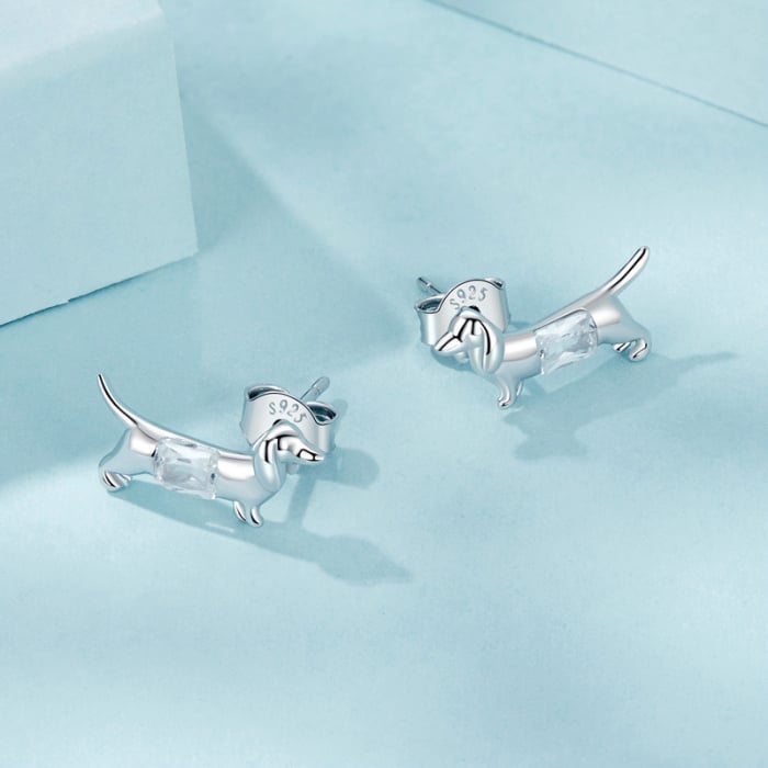 Cercei argint cu catei Dachshund (Teckel) [3]