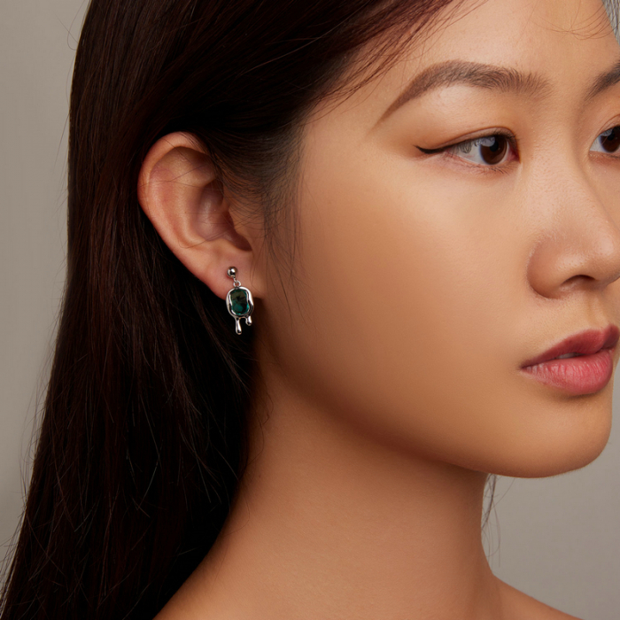 Cercei argint Picasso cu cristal albastru de Paraiba [7]