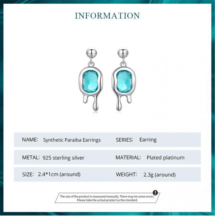Cercei argint Picasso cu cristal albastru de Paraiba [10]