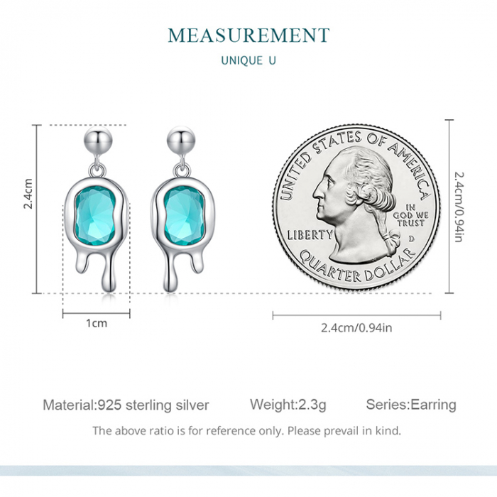 Cercei argint Picasso cu cristal albastru de Paraiba [8]