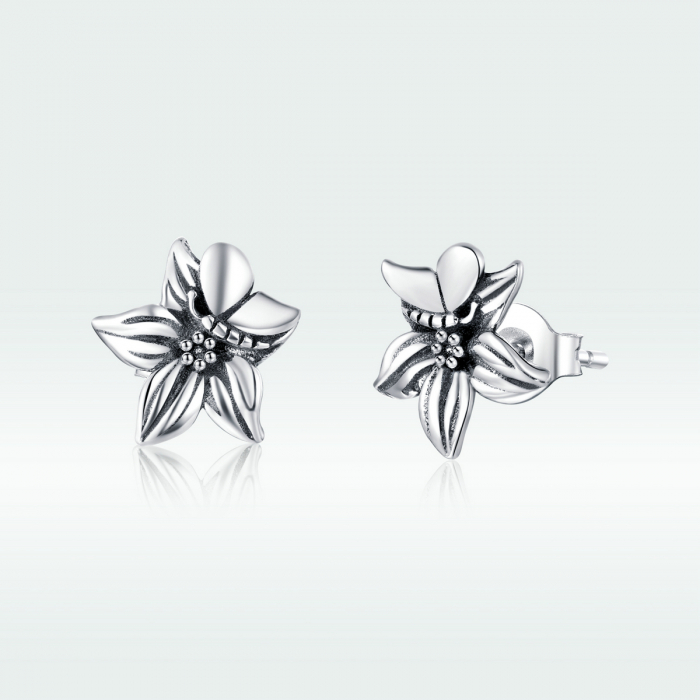 Cercei argint cu floare si fluturas [7]