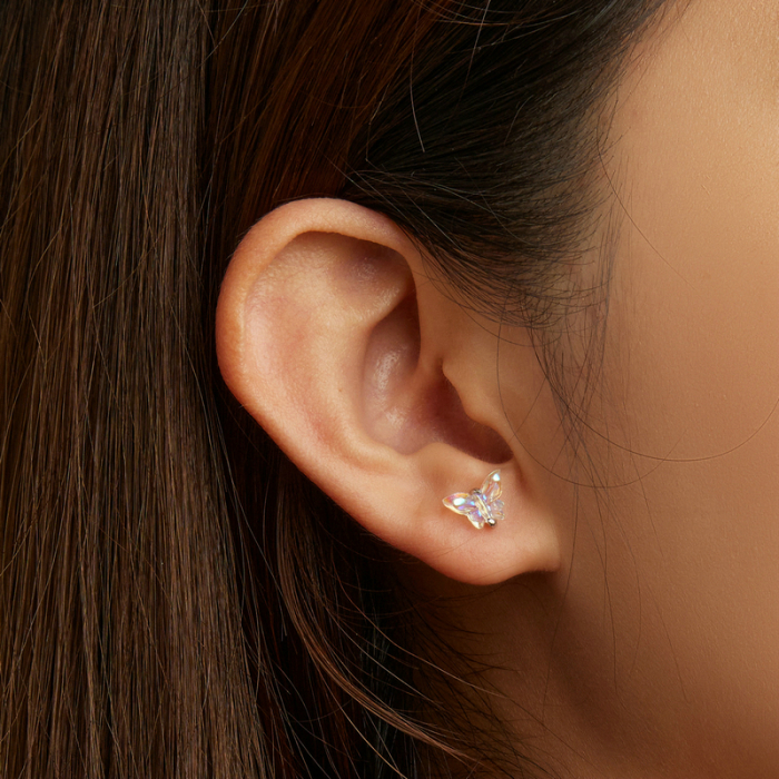 Cercei argint cu fluturasi colorati [6]