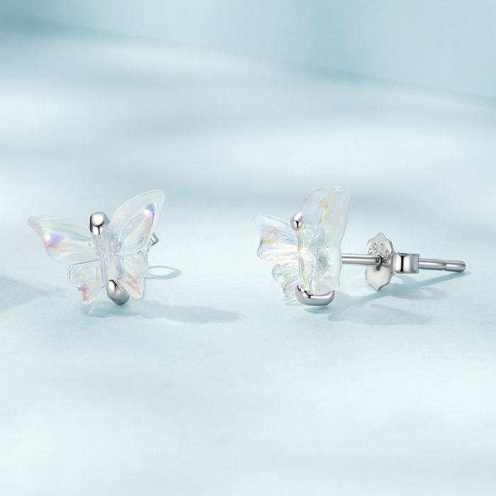 Cercei argint cu fluturasi colorati [4]