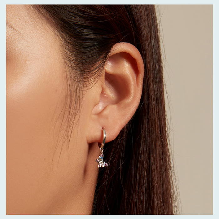 Cercei argint cu fluturasi colorati [8]