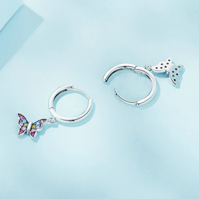 Cercei argint cu fluturasi colorati [5]