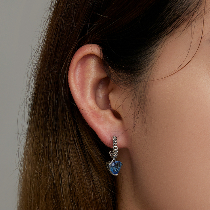 Cercei argint cu inimioare albastre [4]