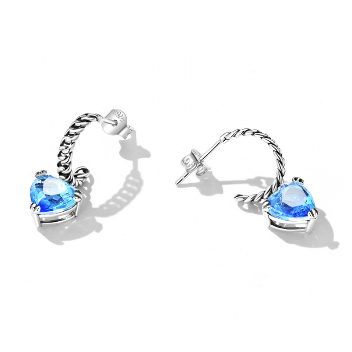 Cercei argint cu inimioare albastre [7]