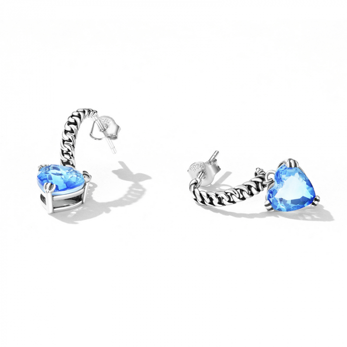 Cercei argint cu inimioare albastre [3]