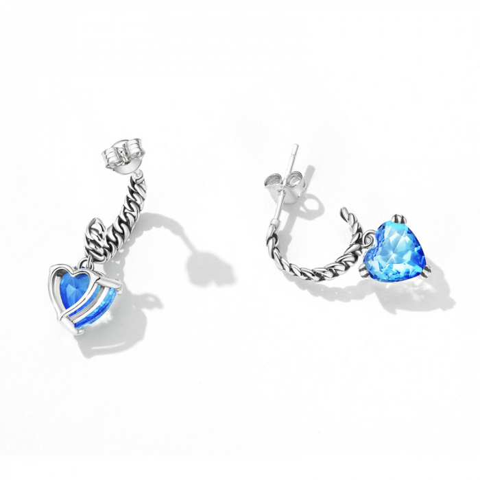 Cercei argint cu inimioare albastre [5]