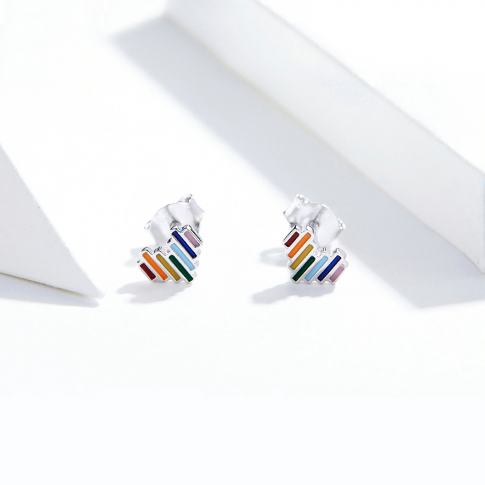 Cercei argint cu inimioare si curcubeu [7]