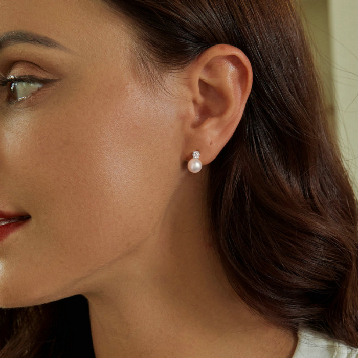 Cercei argint cu perle naturale si moissanite [5]