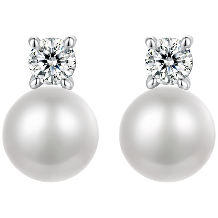 Cercei argint cu perle naturale si moissanite [6]