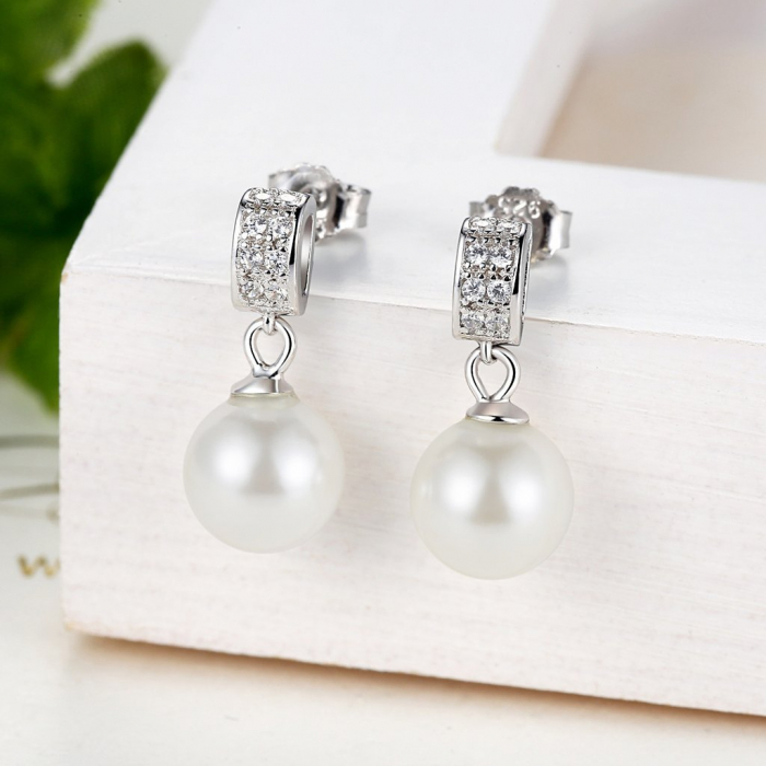 Cercei argint cu perle naturale si zirconii albe [3]