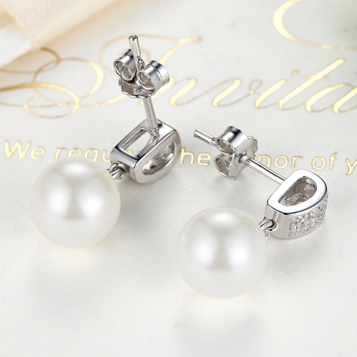Cercei argint cu perle naturale si zirconii albe [4]
