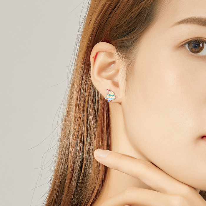 Cercei argint cu pestisori curcubeu [5]