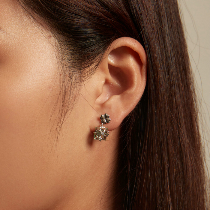 Cercei argint cu trifoi cu patru foi si cristale [3]