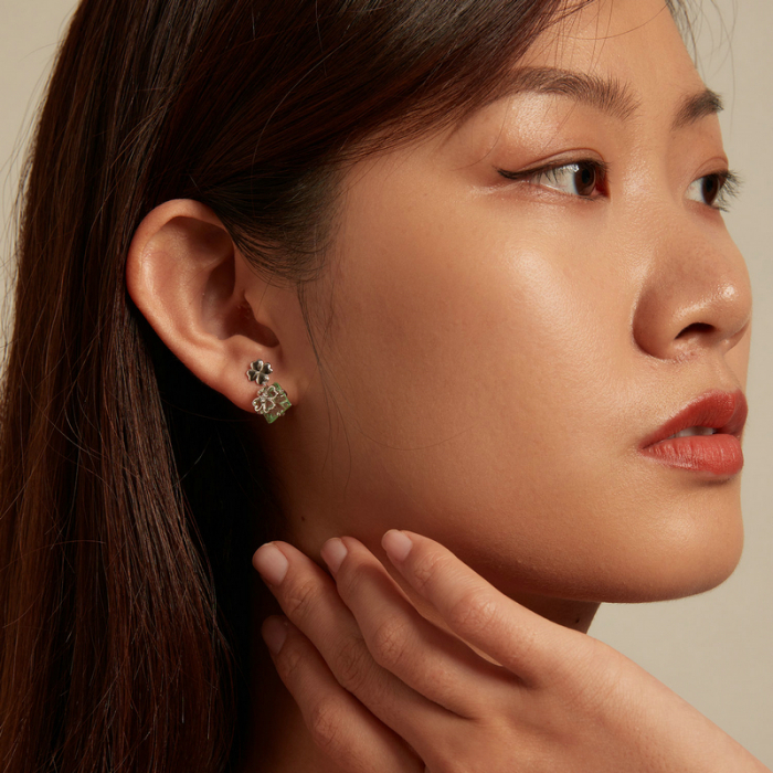 Cercei argint cu trifoi cu patru foi si cristale [7]