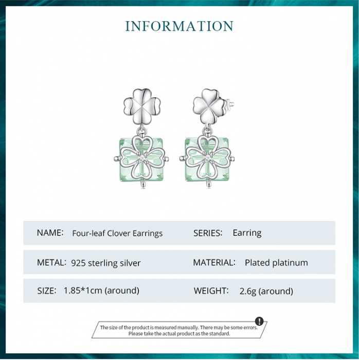 Cercei argint cu trifoi cu patru foi si cristale [8]