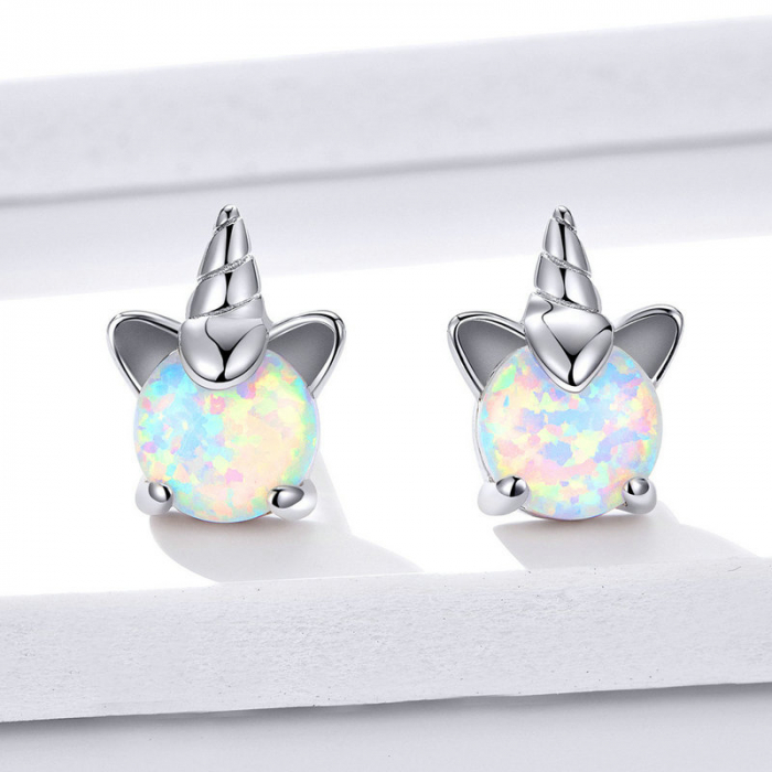 Cercei argint cu unicorn si opal [5]