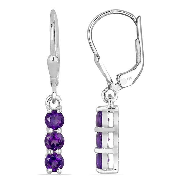 Cercei argint Fanny, 925, cu ametist african - EVA0028 [2]