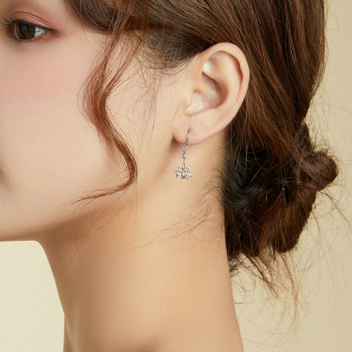 Cercei argint floare de lotus [2]