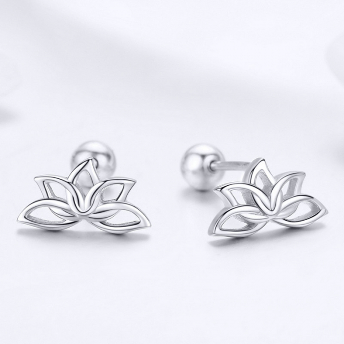 Cercei argint flore de lotus placati cu rodiu [4]