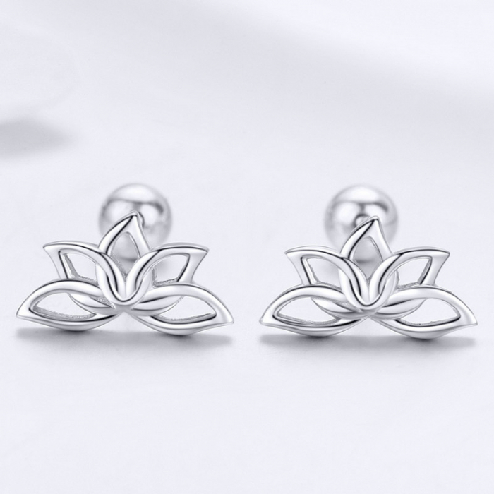 Cercei argint flore de lotus placati cu rodiu [3]