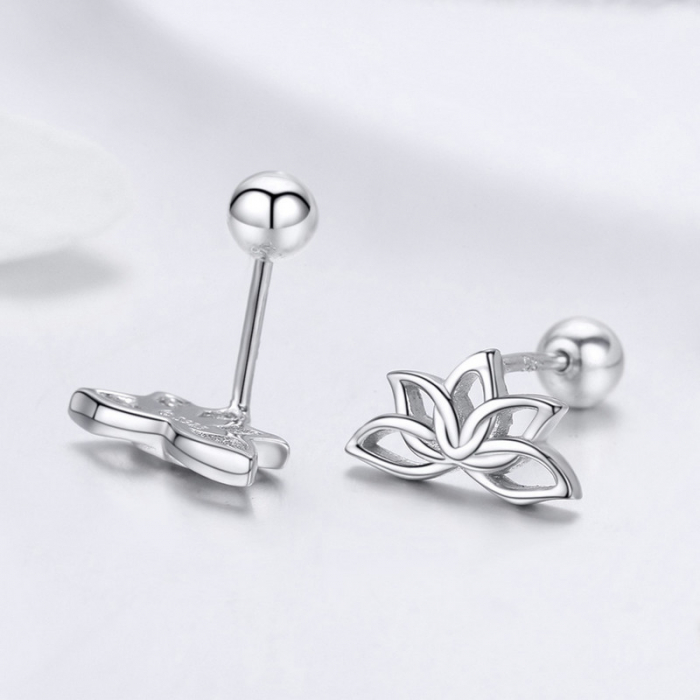Cercei argint flore de lotus placati cu rodiu [5]