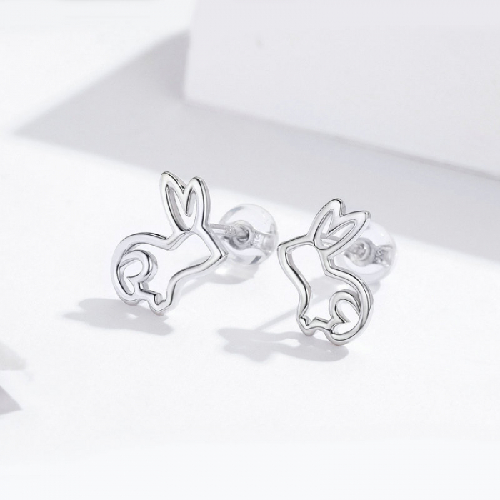 Cercei argint iepurasi placati cu rodiu [3]