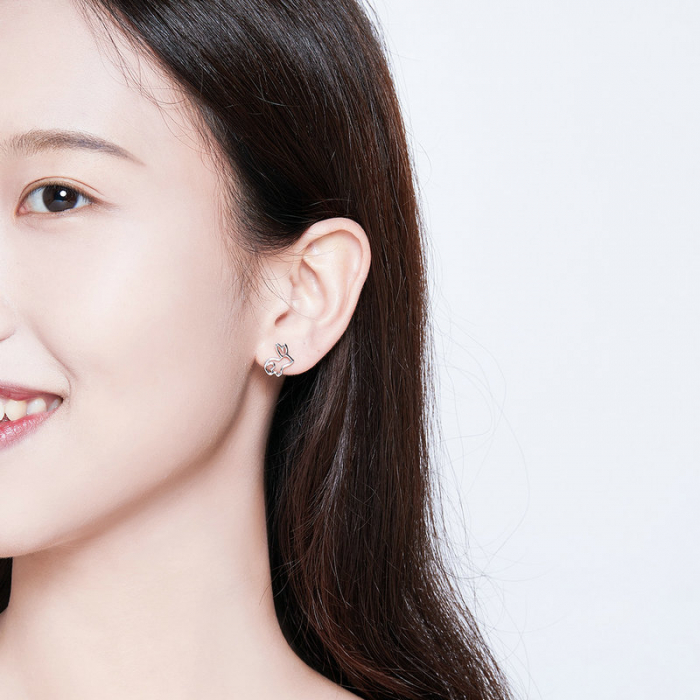 Cercei argint iepurasi placati cu rodiu [7]