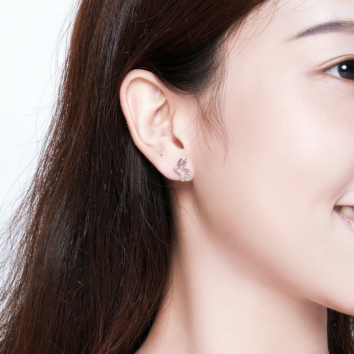 Cercei argint iepurasi placati cu rodiu [6]