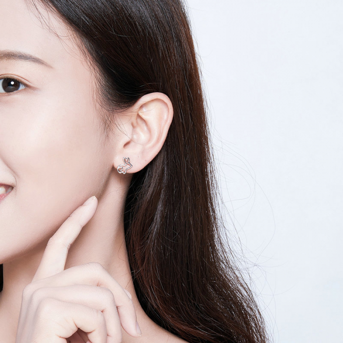 Cercei argint iepurasi placati cu rodiu [8]