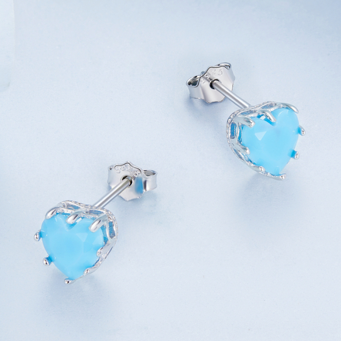 Cercei argint inima de zirconiu bleu [4]