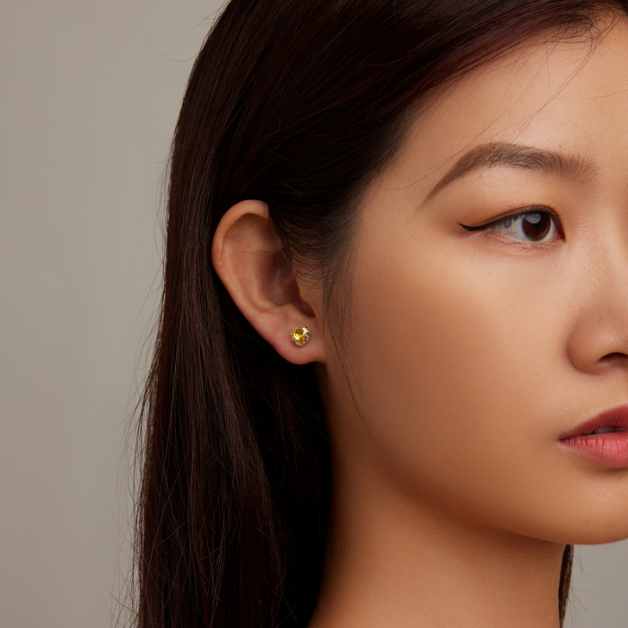 Cercei argint inima de zirconiu galben [6]