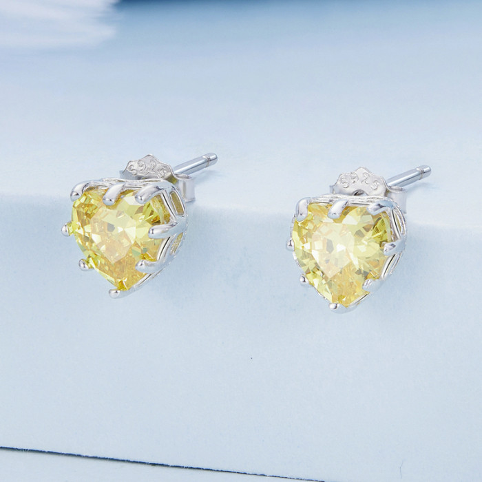 Cercei argint inima de zirconiu galben [2]