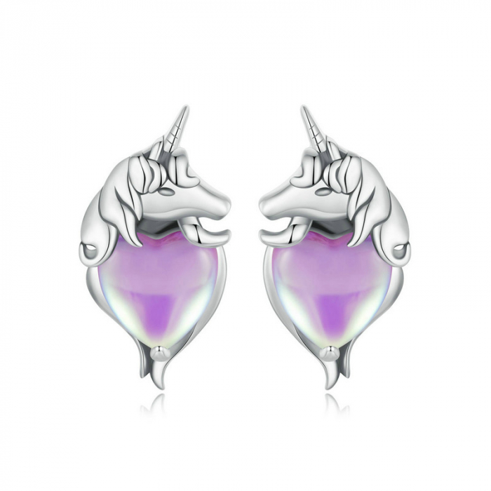 Cercei argint inimioare cu unicorni [8]