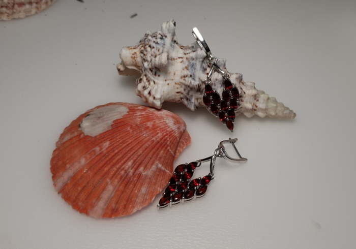 Cercei argint Isabela, 925, cu granat - EVA0047 [4]