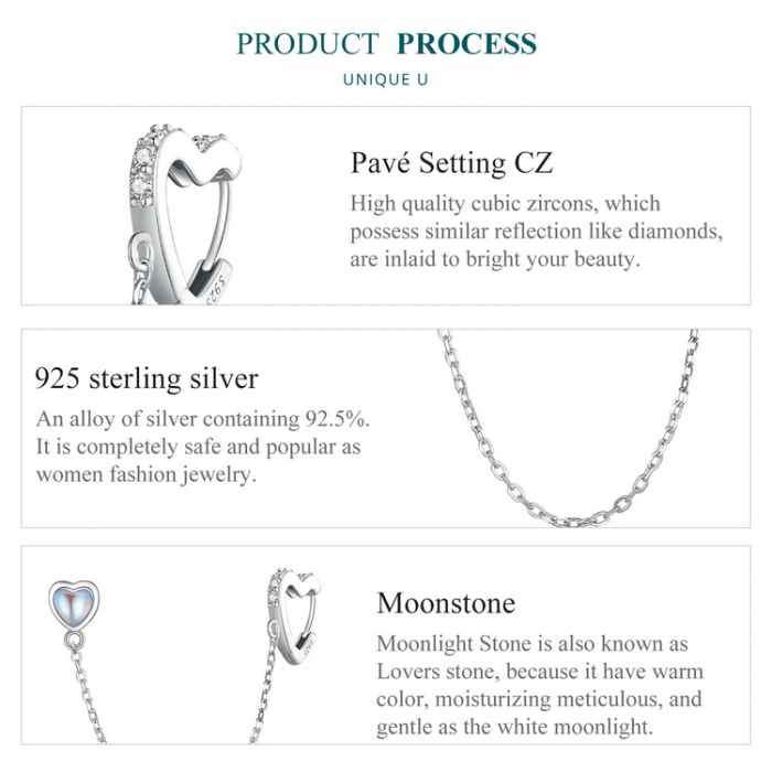 Cercel argint lant si inimioare [10]