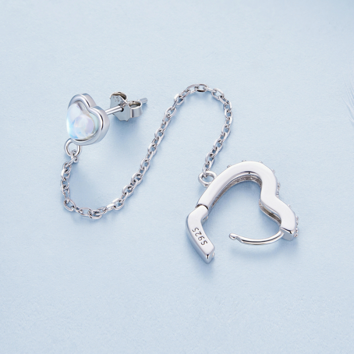 Cercel argint lant si inimioare [7]