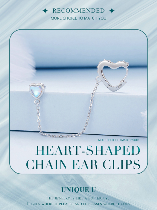 Cercel argint lant si inimioare [14]