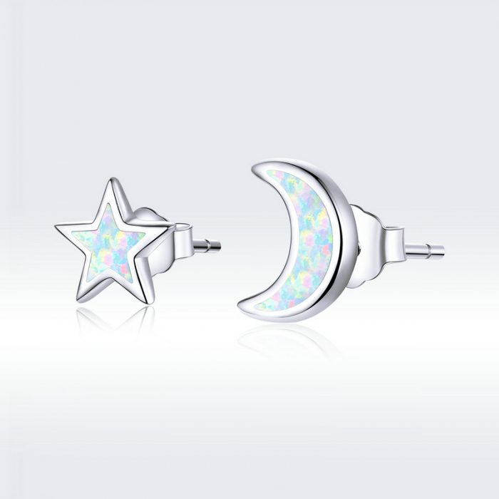 Cercei argint Luna si Luceafarul cu Opal [8]