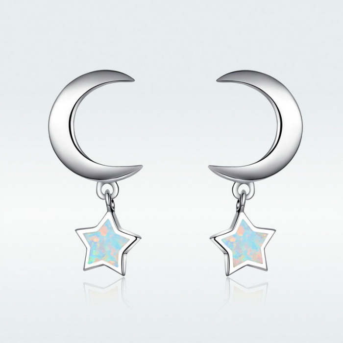 Cercei argint Luna si Luceafarul cu Opal [2]