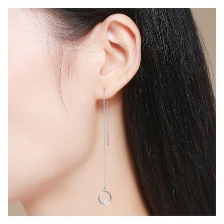 Cercei argint lungi cu cercuri placati cu rodiu [2]