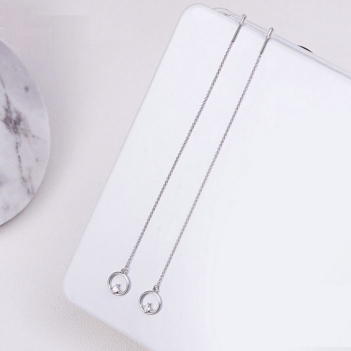 Cercei argint lungi cu cercuri placati cu rodiu [3]