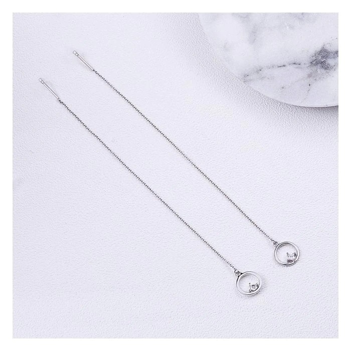 Cercei argint lungi cu cercuri placati cu rodiu [6]